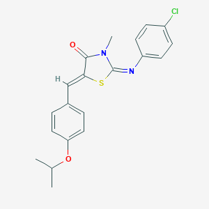 molecular formula C20H19ClN2O2S B308029 2-[(4-Chlorophenyl)imino]-5-(4-isopropoxybenzylidene)-3-methyl-1,3-thiazolidin-4-one 