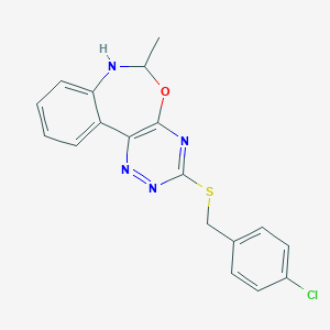 molecular formula C18H15ClN4OS B308031 3-[(4-Chlorobenzyl)sulfanyl]-6-methyl-6,7-dihydro[1,2,4]triazino[5,6-d][3,1]benzoxazepine 