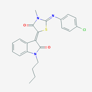 1-BUTYL-3-[(2Z,5Z)-2-[(4-CHLOROPHENYL)IMINO]-3-METHYL-4-OXO-1,3-THIAZOLIDIN-5-YLIDENE]-2,3-DIHYDRO-1H-INDOL-2-ONE