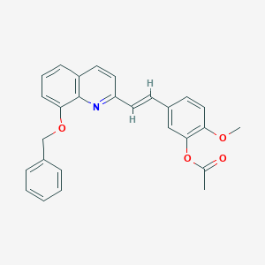molecular formula C27H23NO4 B308033 5-{2-[8-(Benzyloxy)-2-quinolinyl]vinyl}-2-methoxyphenyl acetate 