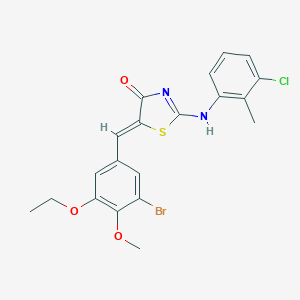 molecular formula C20H18BrClN2O3S B308035 (5Z)-5-[(3-bromo-5-ethoxy-4-methoxyphenyl)methylidene]-2-(3-chloro-2-methylanilino)-1,3-thiazol-4-one 