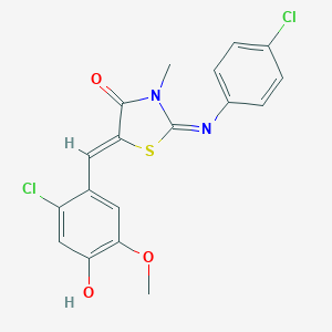molecular formula C18H14Cl2N2O3S B308037 5-(2-Chloro-4-hydroxy-5-methoxybenzylidene)-2-[(4-chlorophenyl)imino]-3-methyl-1,3-thiazolidin-4-one 