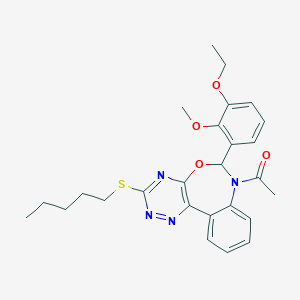 7-Acetyl-6-(3-ethoxy-2-methoxyphenyl)-3-(pentylsulfanyl)-6,7-dihydro[1,2,4]triazino[5,6-d][3,1]benzoxazepine