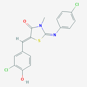 molecular formula C17H12Cl2N2O2S B308039 5-(3-Chloro-4-hydroxybenzylidene)-2-[(4-chlorophenyl)imino]-3-methyl-1,3-thiazolidin-4-one 