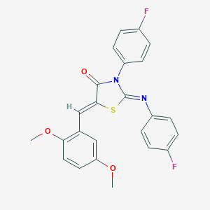 molecular formula C24H18F2N2O3S B308041 5-(2,5-Dimethoxybenzylidene)-3-(4-fluorophenyl)-2-[(4-fluorophenyl)imino]-1,3-thiazolidin-4-one 