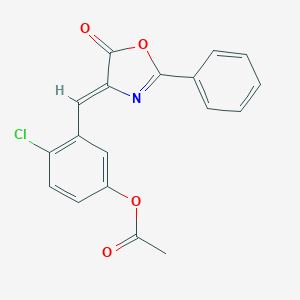 molecular formula C18H12ClNO4 B308042 4-chloro-3-[(5-oxo-2-phenyl-1,3-oxazol-4(5H)-ylidene)methyl]phenyl acetate 