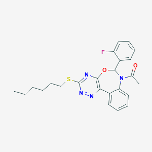 1-[6-(2-fluorophenyl)-3-(hexylsulfanyl)[1,2,4]triazino[5,6-d][3,1]benzoxazepin-7(6H)-yl]ethanone