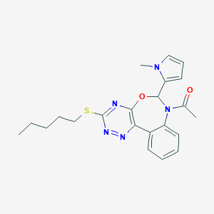 molecular formula C22H25N5O2S B308046 7-acetyl-6-(1-methyl-1H-pyrrol-2-yl)-3-(pentylthio)-6,7-dihydro[1,2,4]triazino[5,6-d][3,1]benzoxazepine 