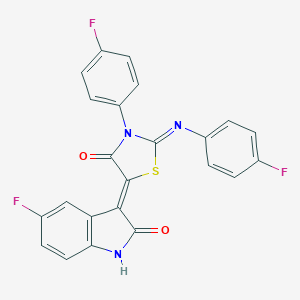 (5Z)-5-(5-fluoro-2-oxo-1H-indol-3-ylidene)-3-(4-fluorophenyl)-2-(4-fluorophenyl)imino-1,3-thiazolidin-4-one