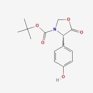 molecular formula C14H17NO5 B3080559 (S)-4-(4-Hydroxy-phenyl)-5-oxo-oxazolidine-3-carboxylic acid tert-butyl ester CAS No. 1086703-01-6