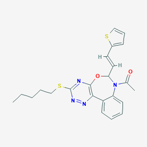 molecular formula C23H24N4O2S2 B308056 7-Acetyl-3-(pentylsulfanyl)-6-[2-(2-thienyl)vinyl]-6,7-dihydro[1,2,4]triazino[5,6-d][3,1]benzoxazepine 
