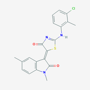 molecular formula C20H16ClN3O2S B308061 (5Z)-2-(3-chloro-2-methylanilino)-5-(1,5-dimethyl-2-oxoindol-3-ylidene)-1,3-thiazol-4-one 