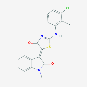 molecular formula C19H14ClN3O2S B308065 (5Z)-2-(3-chloro-2-methylanilino)-5-(1-methyl-2-oxoindol-3-ylidene)-1,3-thiazol-4-one 