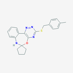 molecular formula C22H22N4OS B308076 3-[(Methylbenzyl)sulfanyl]-6,7-dihydrospiro([1,2,4]triazino[5,6-d][3,1]benzoxazepine-6,1'-cyclopentane) 