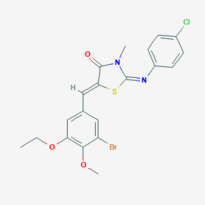 molecular formula C20H18BrClN2O3S B308077 5-(3-Bromo-5-ethoxy-4-methoxybenzylidene)-2-[(4-chlorophenyl)imino]-3-methyl-1,3-thiazolidin-4-one 