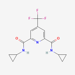 molecular formula C14H14F3N3O2 B3080780 N2,N6-dicyclopropyl-4-(trifluoromethyl)pyridine-2,6-dicarboxamide CAS No. 1092344-44-9