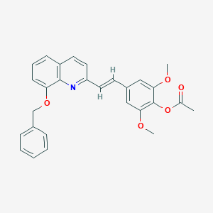molecular formula C28H25NO5 B308085 4-{2-[8-(Benzyloxy)-2-quinolinyl]vinyl}-2,6-dimethoxyphenyl acetate 