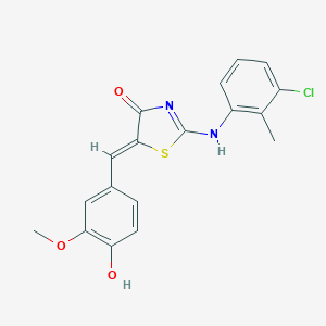 (5Z)-2-(3-chloro-2-methylanilino)-5-[(4-hydroxy-3-methoxyphenyl)methylidene]-1,3-thiazol-4-one