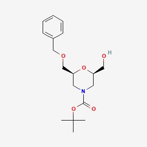 molecular formula C18H27NO5 B3080877 (2S,6R)-tert-butyl 2-(benzyloxymethyl)-6-(hydroxymethyl)morpholine-4-carboxylate CAS No. 1093085-90-5