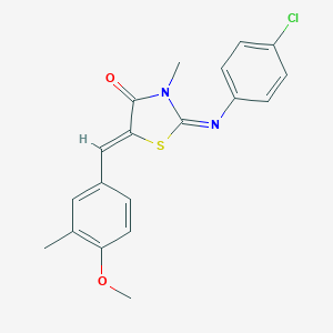 molecular formula C19H17ClN2O2S B308089 2-[(4-Chlorophenyl)imino]-5-(4-methoxy-3-methylbenzylidene)-3-methyl-1,3-thiazolidin-4-one 