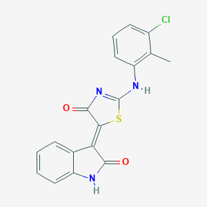 molecular formula C18H12ClN3O2S B308090 (5Z)-2-(3-chloro-2-methylanilino)-5-(2-oxo-1H-indol-3-ylidene)-1,3-thiazol-4-one 