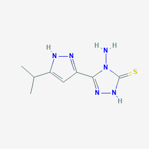 molecular formula C8H12N6S B3080915 4-Amino-5-(3-isopropyl-1H-pyrazol-5-yl)-4H-1,2,4-triazole-3-thiol CAS No. 1093613-09-2