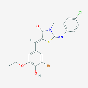 molecular formula C19H16BrClN2O3S B308092 5-(3-Bromo-5-ethoxy-4-hydroxybenzylidene)-2-[(4-chlorophenyl)imino]-3-methyl-1,3-thiazolidin-4-one 