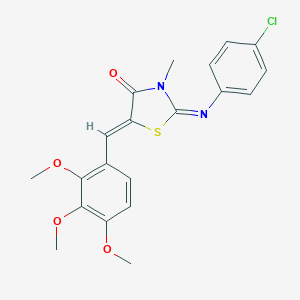 molecular formula C20H19ClN2O4S B308094 2-[(4-Chlorophenyl)imino]-3-methyl-5-(2,3,4-trimethoxybenzylidene)-1,3-thiazolidin-4-one 