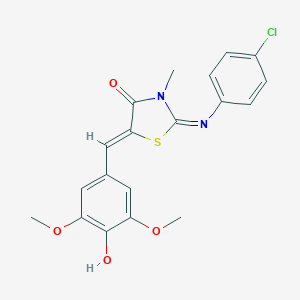 molecular formula C19H17ClN2O4S B308095 (5Z)-2-(4-chlorophenyl)imino-5-[(4-hydroxy-3,5-dimethoxyphenyl)methylidene]-3-methyl-1,3-thiazolidin-4-one 