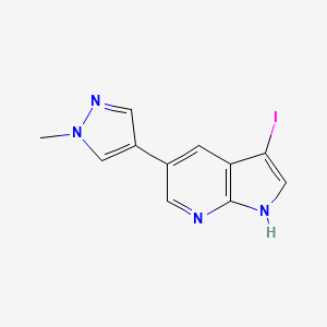 molecular formula C11H9IN4 B3080954 3-Iodo-5-(1-methyl-1H-pyrazol-4-YL)-1H-pyrrolo[2,3-B]pyridine CAS No. 1093676-98-2