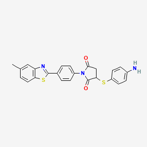 molecular formula C24H19N3O2S2 B3080981 3-[(4-Aminophenyl)thio]-1-[4-(5-methyl-1,3-benzothiazol-2-yl)phenyl]pyrrolidine-2,5-dione CAS No. 1094062-68-6