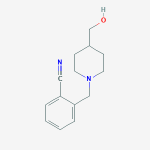 molecular formula C14H18N2O B3081025 2-((4-(Hydroxymethyl)piperidin-1-yl)methyl)benzonitrile CAS No. 1094422-86-2