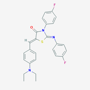 molecular formula C26H23F2N3OS B308106 5-[4-(Diethylamino)benzylidene]-3-(4-fluorophenyl)-2-[(4-fluorophenyl)imino]-1,3-thiazolidin-4-one 
