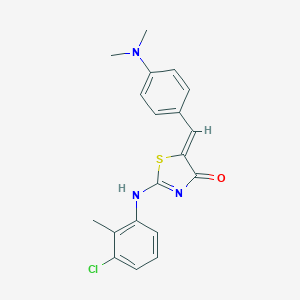 molecular formula C19H18ClN3OS B308109 (5Z)-2-(3-chloro-2-methylanilino)-5-[[4-(dimethylamino)phenyl]methylidene]-1,3-thiazol-4-one 