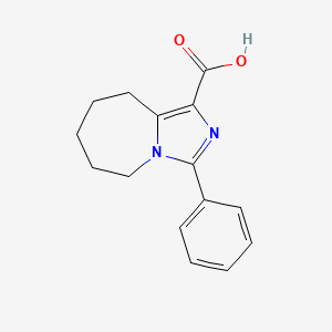 molecular formula C15H16N2O2 B3081122 3-phenyl-6,7,8,9-tetrahydro-5H-imidazo[1,5-a]azepine-1-carboxylic acid CAS No. 109650-67-1