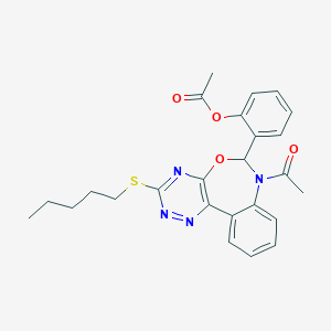 molecular formula C25H26N4O4S B308120 2-[7-Acetyl-3-(pentylthio)-6,7-dihydro[1,2,4]triazino[5,6-d][3,1]benzoxazepin-6-yl]phenyl acetate 