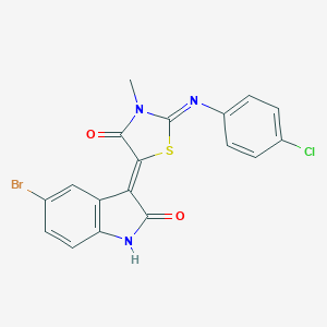 molecular formula C18H11BrClN3O2S B308121 (5Z)-5-(5-bromo-2-oxo-1H-indol-3-ylidene)-2-(4-chlorophenyl)imino-3-methyl-1,3-thiazolidin-4-one 