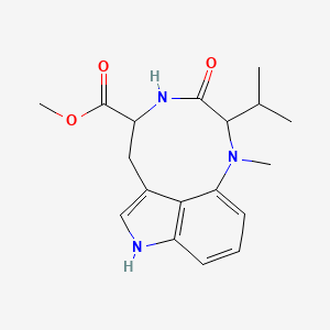 molecular formula C18H23N3O3 B3081224 Methyl 9-methyl-11-oxo-10-propan-2-yl-3,9,12-triazatricyclo[6.6.1.04,15]pentadeca-1,4(15),5,7-tetraene-13-carboxylate CAS No. 1097985-47-1