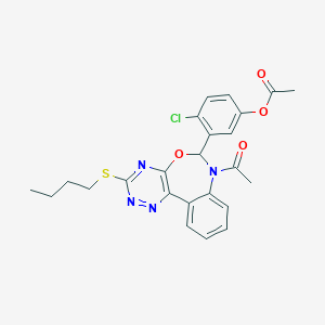 molecular formula C24H23ClN4O4S B308124 3-[7-Acetyl-3-(butylsulfanyl)-6,7-dihydro[1,2,4]triazino[5,6-d][3,1]benzoxazepin-6-yl]-4-chlorophenyl acetate 