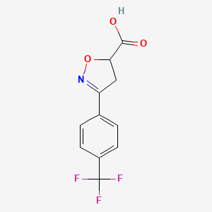 molecular formula C11H8F3NO3 B3081273 3-[4-(trifluoromethyl)phenyl]-4,5-dihydro-1,2-oxazole-5-carboxylic Acid CAS No. 109888-65-5