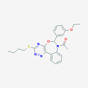 molecular formula C24H26N4O3S B308128 1-[3-(butylsulfanyl)-6-(3-ethoxyphenyl)[1,2,4]triazino[5,6-d][3,1]benzoxazepin-7(6H)-yl]ethanone 