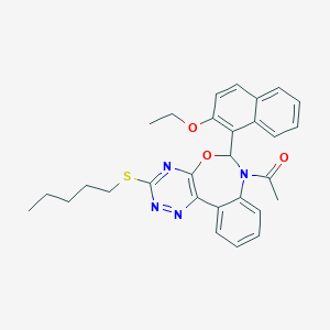 molecular formula C29H30N4O3S B308135 1-[7-Acetyl-3-(pentylsulfanyl)-6,7-dihydro[1,2,4]triazino[5,6-d][3,1]benzoxazepin-6-yl]-2-naphthyl ethyl ether 