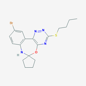 molecular formula C18H21BrN4OS B308137 10-Bromo-3-(butylsulfanyl)-6,7-dihydrospiro([1,2,4]triazino[5,6-d][3,1]benzoxazepine-6,1'-cyclopentane) 