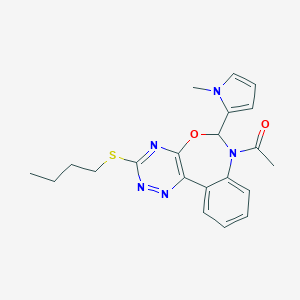 molecular formula C21H23N5O2S B308142 1-[3-(butylsulfanyl)-6-(1-methyl-1H-pyrrol-2-yl)[1,2,4]triazino[5,6-d][3,1]benzoxazepin-7(6H)-yl]ethanone 