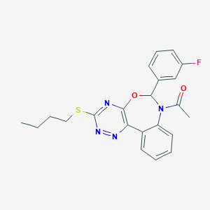 molecular formula C22H21FN4O2S B308143 7-Acetyl-3-(butylsulfanyl)-6-(3-fluorophenyl)-6,7-dihydro[1,2,4]triazino[5,6-d][3,1]benzoxazepine 