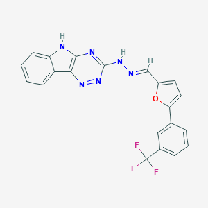 molecular formula C21H13F3N6O B308148 N-[(E)-[5-[3-(trifluoromethyl)phenyl]furan-2-yl]methylideneamino]-5H-[1,2,4]triazino[5,6-b]indol-3-amine 