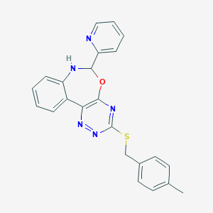 molecular formula C23H19N5OS B308150 3-[(4-Methylbenzyl)sulfanyl]-6-(2-pyridinyl)-6,7-dihydro[1,2,4]triazino[5,6-d][3,1]benzoxazepine 