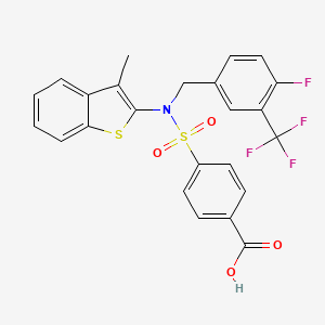 4-({[4-Fluoro-3-(trifluoromethyl)phenyl]methyl}(3-methyl-1-benzothiophen-2-yl)sulfamoyl)benzoic acid