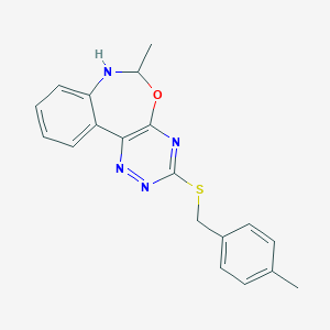 molecular formula C19H18N4OS B308155 6-Methyl-3-[(4-methylbenzyl)thio]-6,7-dihydro[1,2,4]triazino[5,6-d][3,1]benzoxazepine 