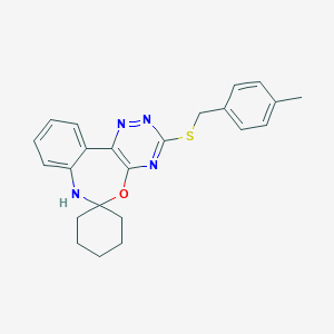 molecular formula C23H24N4OS B308156 3-[(4-Methylbenzyl)sulfanyl]-6,7-dihydrospiro([1,2,4]triazino[5,6-d][3,1]benzoxazepine-6,1'-cyclohexane) 